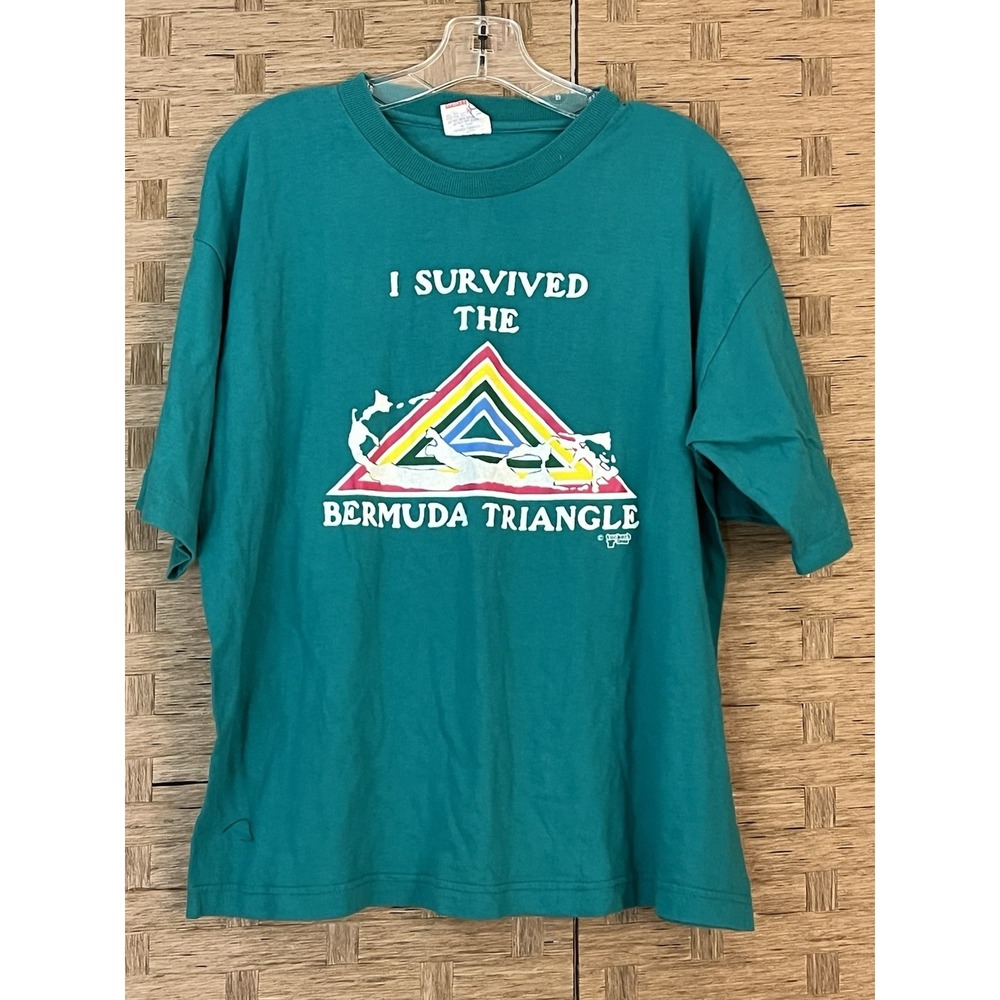 Tucker's Tees I Survived the Bermuda Triangle Vtg 1980s T-shirt Single Stitch XL